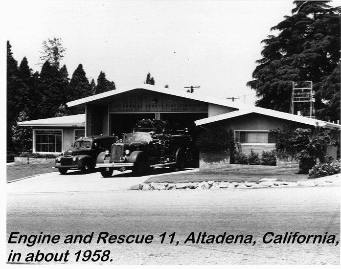 Engine and Rescue 11, Altadena, California, in about 1958.